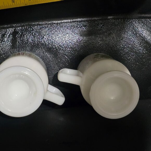 Vintage Milk Glass Pedestal Mugs With Fruit Design - Set Of 2 - Picture 2 of 3